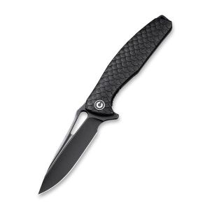 CIvivi - Wyvern Liner Lock Knife Black Fiber-glass Reinforced Nylon Handle (3.45'' Black Stonewashed D2) C 902I
