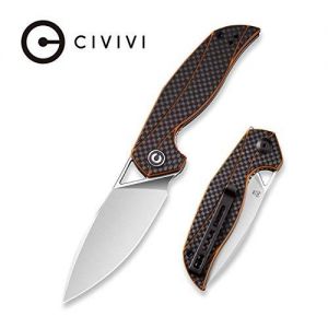 Civivi - Anthropos Flipper Orange G10 with Carbon Fiber Overlay (3.25'' Satin D2) C 903A