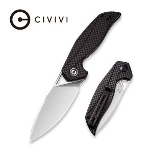 CIvivi - Anthropos Flipper Knife Black G10 with Carbon Fiber Overlay (3.25'' Satin D2) C 903C