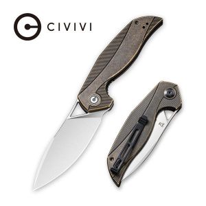Civivi - Anthropos Flipper Knife Black Stonewashed Brass Handle (3.25'' Satin 154CM) C 903D