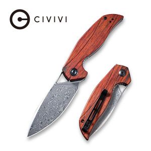 Civivi - Anthropos Flipper Knife Sandalwood Handl (3.25''Damascus) C 903DS-2