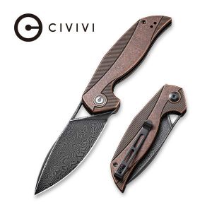 Civivi - Anthropos Flipper Knife Black Stonewashed Copper Handle (3.25''Damascus) C 903DS-3