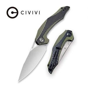 Civivi - Plethiros Liner Lock Knife OD Green G10 Handle with Carbon Fiber Overlay (3.45'' Satin D2) C 904B