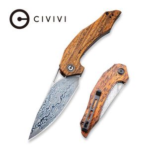 Civivi - Plethiros Liner Lock Knife Golden Sandalwood Handle (3.45'' Damascus) C 904DS-2