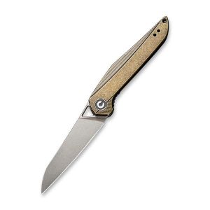 Civivi - McKenna Front Flipper Knife Black Stonewashed Brass Handle (2.92'' Gray Stonewashed 154CM) C 905D
