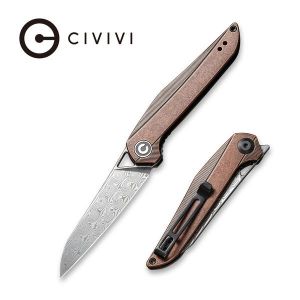 Civivi - McKenna Front Flipper Knife Black Stonewashed Copper Handle (2.92'' Damascus) C 905DS-2