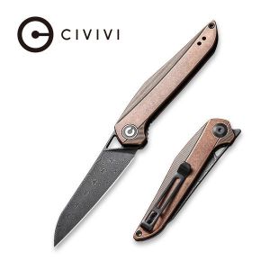 Civivi - McKenna Front Flipper Knife Black Stonewashed Copper Handle (2.92'' Black Hand Rubbed Damascus) C 905DS-3