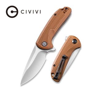 Civivi - Durus Flipper Knife Brown G10 Handle (3'' Satin D2) C 906B