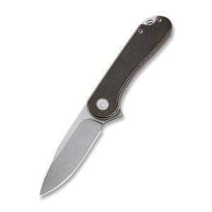 Civivi - Blade HQ Exclusives SKU - Elementum Flipper Knife Black Stonewashed Brass Handle (2.96'' Stonewashed D2) C 907G