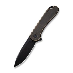 Civivi - Blade HQ Exclusives SKU - Elementum Flipper Knife Black Stonewashed Brass Handle (2.96'' Black Stonewashed D2) C 907H