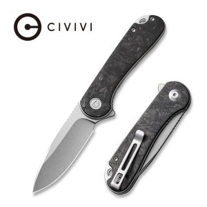 Civivi - Blade HQ Exclusives SKU - Elementum Flipper Knife Marble Carbon Fiber Handle (2.96'' Stonewashed D2) C 907I