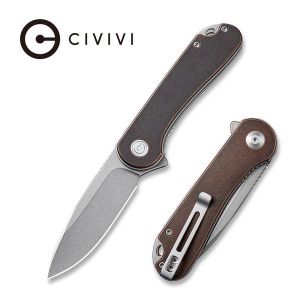 Civivi - Blade HQ Exclusives SKU - Elementum Flipper Knife Black Stonewashed Copper Handle (2.96'' Stonewashed D2) C 907K