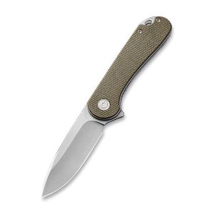 CIvivi - Blade HQ Exclusives SKU - Elementum Flipper Knife Green Micarta Handle (2.96'' Stonewashed CPM S35VN) C 907P
