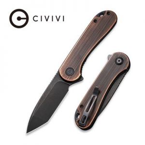 CIVIVI Elementum Flipper Knife - Black Hand Rubbed Copper Handle (2.96" Black Stonewashed D2 Tanto) C 907T-B