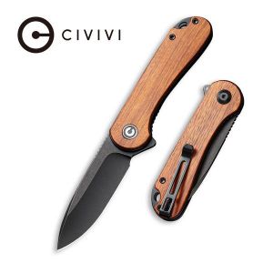 Civivi - Elementum Flipper Knife Cuibourtia Wood Handle (2.96'' Black Stonewashed D2) C 907U