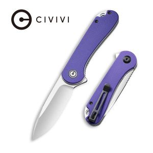 Civivi - Elementum Flipper Knife Purple G10 Handle (2.96" Satin D2) C 907V