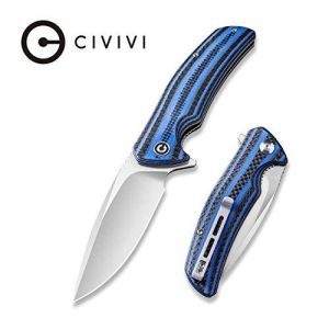 Civivi - Incite Flipper Knife Layered Blue G10 and Carbon Fiber Handle (3.7'' Satin D2) C 908B