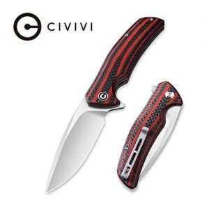 Civivi - Incite Flipper Knife Layered Red G10 and Carbon Fiber Handle (3.7'' Satin D2) C 908C