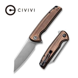 Civivi - Brigand Flipper Knife Black Hand Rubbed Copper Handle (3.46” Gray Stonewashed 154CM) C 909D