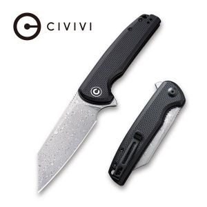 Civivi - Brigand Flipper Knife Black G10 Handle (3.46” Damascus) C 909DS