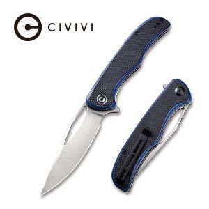 Civivi - Shredder Liner Lock Knife Blue and Black Layered G10 Handle with a Coarse Texture (3.7'' Satin D2) C 912A