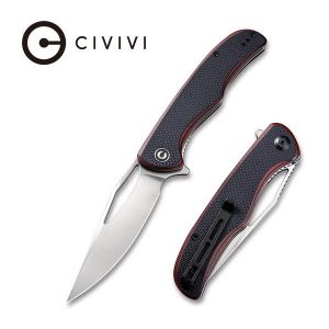 Civivi - Shredder Liner Lock Knife Red and Black Layered G10 Handle with a Coarse Texture (3.7'' Satin D2) C 912B