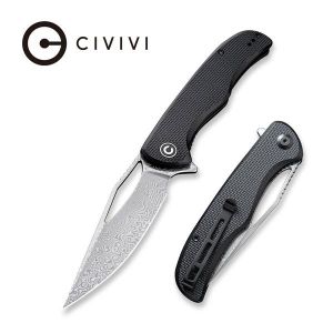 CIvivi - Shredder Liner Lock Knife Black Coarse G10 Handle (3.7'' Damascus) C 912DS