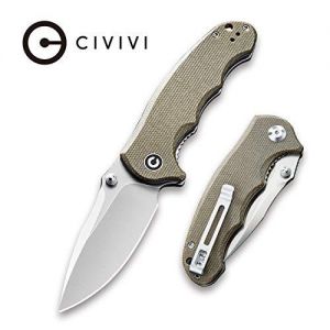 Civivi - Hooligan Thumb Studs Knife Dark Earth Micarta Handle (2.98'' Satin D2) C 913A