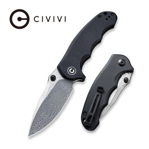 Civivi - Hooligan Thumb Studs Knife Black G10 Handle (2.98'' Damascus) C 913DS-1