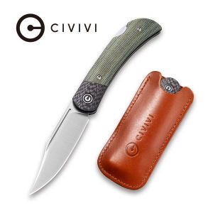 Civivi - Rustic Gent Lockback Knife Green Micarta Handle With Carbon Fiber Bolster (2.97" Satin D2) C 914B