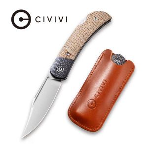 Civivi - Rustic Gent Lockback Knife Tan Micarta Handle With Carbon Fiber Bolster (2.97" Satin D2) C 914C