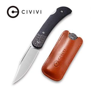 Civivi - Rustic Gent Lock Back Knife Black Micarta Handle With Carbon Fiber Bolster (2.97" Satin D2) C 914D