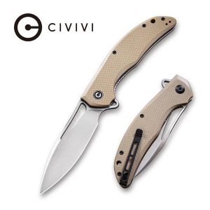 Civivi - Vexer Flipper Knife Tan Coarse G10 Handle (3.96'' Satin D2) C 915B