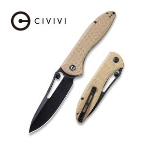 Civivi - Picaro Thumb Studs Knife Tan Coarse G10 Handle (3.94" Black stonewashed D2) C 916B