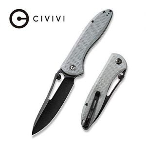 Civivi - Picaro Thumb Studs Knife Gray Coarse G10 Handle (3.94" Black stonewashed D2) C 916C