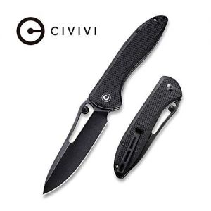 Civivi - Picaro Thumb Studs Knife Black Coarse G10 Handle (3.94" Black stonewashed D2) C 916D