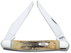 CASE- 01346 -MUSKRAT BURNT Folding Pocket Knife with Leather Pouch ( 3" Stainless Steel Blade)