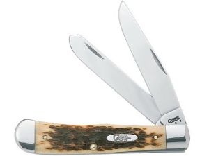 CASE- 05215 -Trapper Honey Brown Bone Handles, Folding Pocket Knife ( 2.5" Stainless Steel Blade ) , Double Bladed