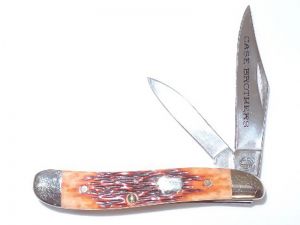 CASE- 05254 -Peanut CHESTNUT Folding Pocket Knife with Leather Pouch ( 1 3/4" Stainless Steel Blade )