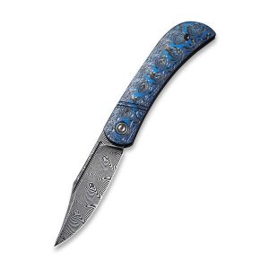 Civivi - Appalachian Drifter Slip Joint Knife Layered Blue G10 and Rose Pattern Carbon Fiber Handle (2.96" Black Hand Rubbed Damascus Blade) C 2015DS-2