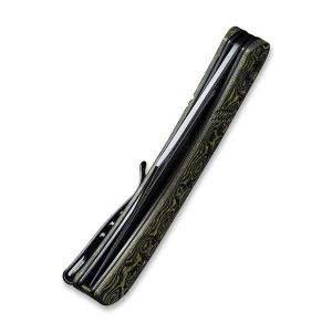 Civivi - Appalachian Drifter Slip Joint Knife Layered Yellow G10 and Rose Pattern Carbon Fiber Handle (2.96" Black Hand Rubbed Damascus Blade) C 2015DS-3