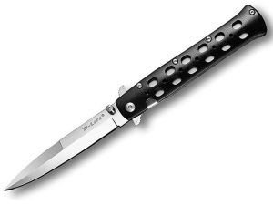 Cold Steel Knives-26SP Ti Lite Folding Pocket Knife,4'' Satin Plain Blade,Zy-Ex Black Handles, W/ Pocket Clip, AUS-8 Japanese Steel