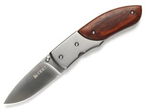 CRKT-2865W Kommer  30-30 Gentleman,s Folding Pocket Knife, Cocobolo Wood Handles, Leather Sheath,3'' Plain Blade