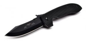 Emerson Knives - CQC8W-BT ,  Tactical Folding Knife , 3.9'' Clip Point Blade , Black G-10 Handles ,  Wave Feature , W/ Pocket Clip