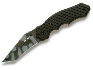 CRKT-1030TS Triumph Tiger Striped  Outburst Assisted Opening Knife, G-10 Grooved Handles, Plain Tanto Blade, With Stainless  Pocket Clip