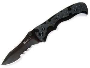 CRKT-1093K  Mini My Tighe Assisted Opening Knife, 3'' Black Blade With Veff Serrations, With Pocket Clip