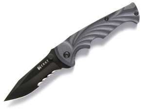 CRKT-1097K Tiny Tighe Breaker Assisted Opening Folder, 2.875'' Black Blade With Veff Serrations, AutoLAWKS