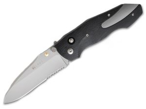 CRKT 1121 A- Elishewitz Anubis 3.5'' Bead Blast Part Serrated Auto Folding Knife