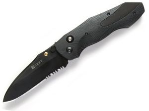 CRKT-1121  Anubis  By Allen Elishewitz , Folding Pocket Knife, 3.5'' Bead Blast Part Serrated Blade, AutoLAWKS Safety, With Pocket Clip