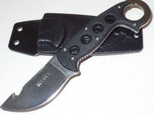 CRKT -2004  Alaska Carcajou Hunter Fixed Blade Knife, Zytel Scales, 2.5''  Plain Blade With Guthook, Polycarbonate Sheath